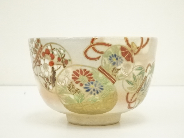 道具 ] - 道具 京焼 花房美峰造 色絵六瓢四季草花茶碗（共箱） | 宗